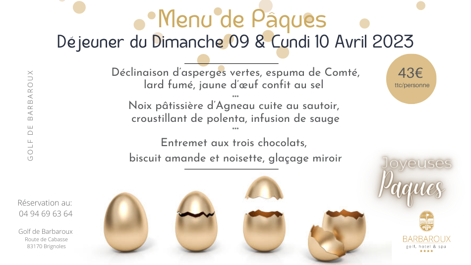 Menu de Pâques au Golf de Barbaroux
