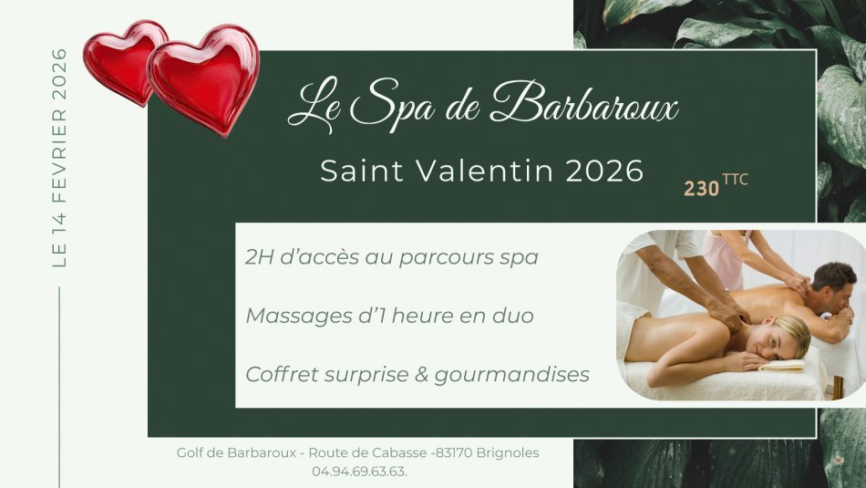 Offre Saint-Valentin 2026 au Spa de Barbaroux